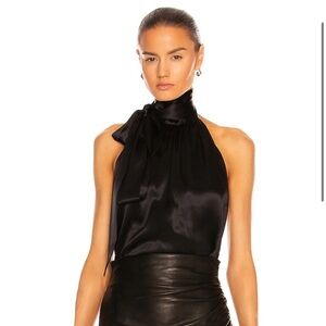 The Sei Black Silk Open Back Halter Top 0